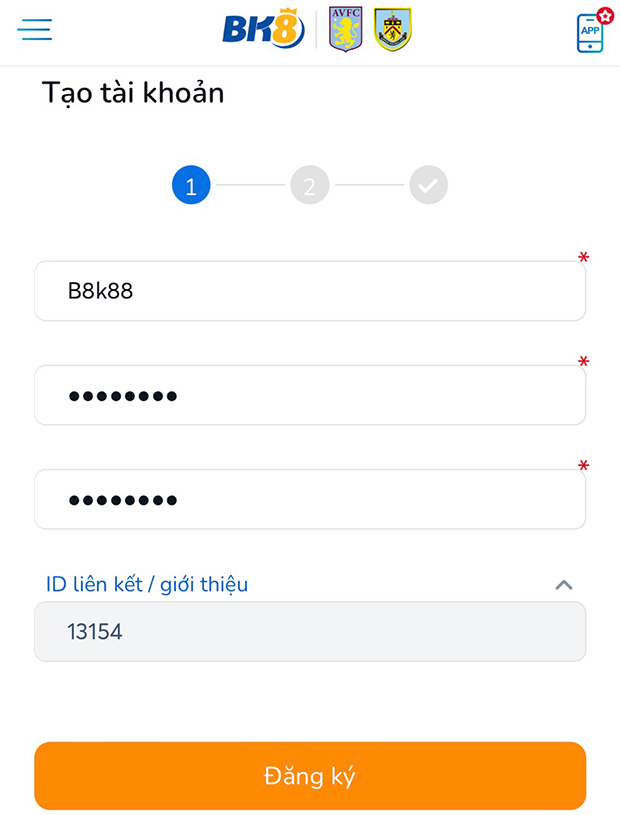 Đăng ký tài khoản BK8